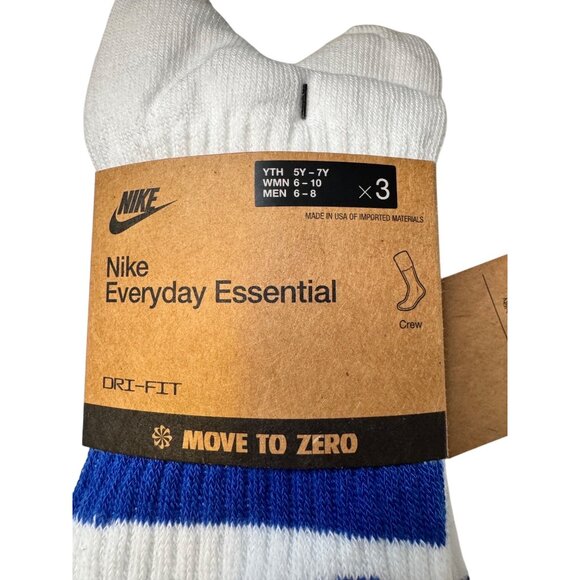 Nike Dry - Fit Crew Sock Size Youth 5Y-7Y White Blue NWT $22 - Picture 2 of 4